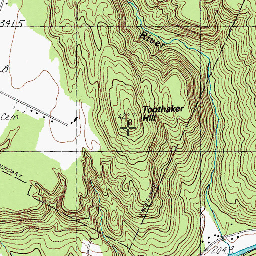 Topographic Map of Toothaker Hill, VT