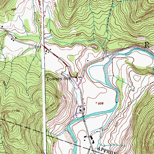 Topographic Map of Towers School, VT