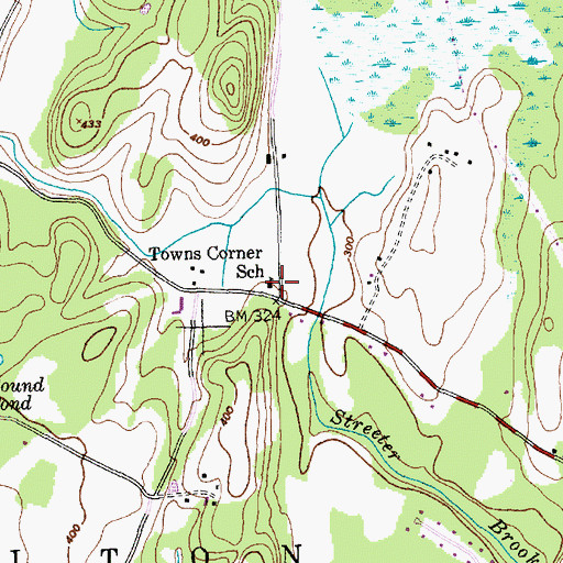 Topographic Map of Towns Corner School, VT