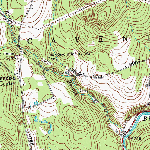Topographic Map of Tracer Brook, VT