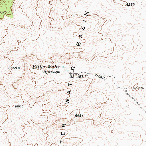 Topographic Map of Bitter Water Basin, AZ