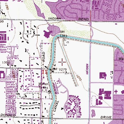 Topographic Map of Indian Bend Wasteway, AZ