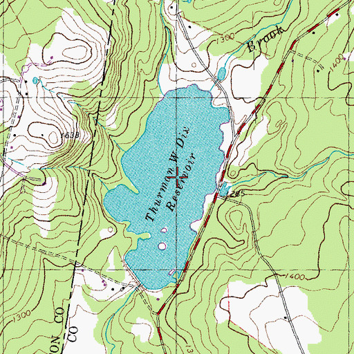 Topographic Map of Thurman W. Dix Reservoir, VT