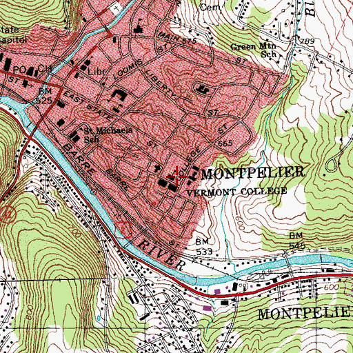 Topographic Map of Vermont College T W Gallery and Arts Center, VT