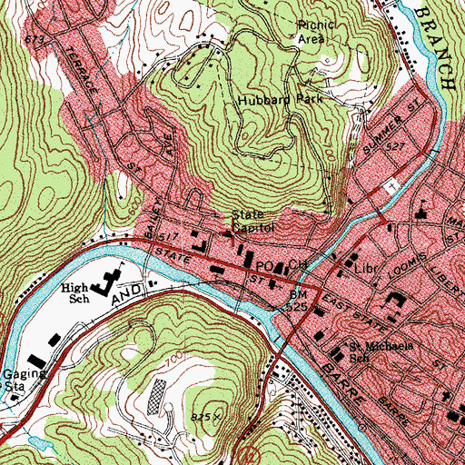Topographic Map of Vermont State House, VT