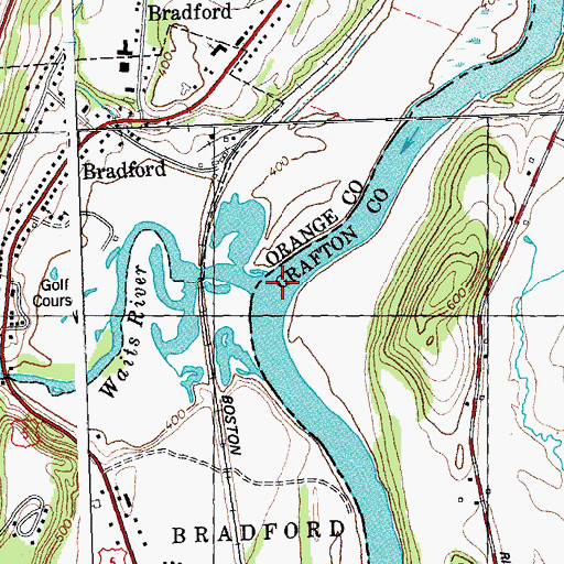 Topographic Map of Waits River, VT