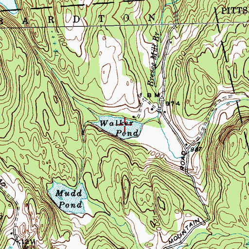 Topographic Map of Walker Pond, VT