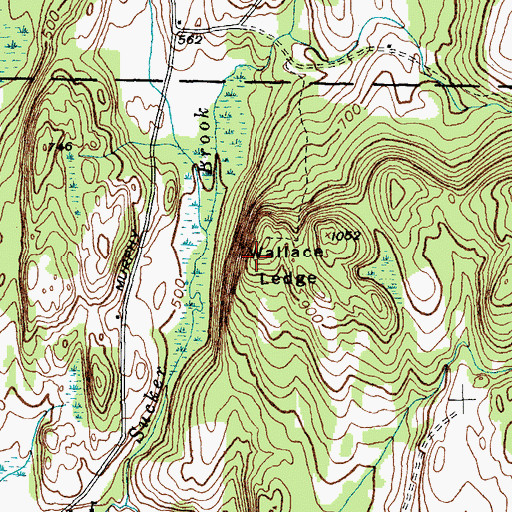 Topographic Map of Wallace Ledge, VT