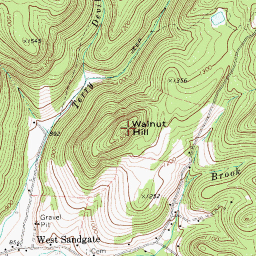 Topographic Map of Walnut Hill, VT