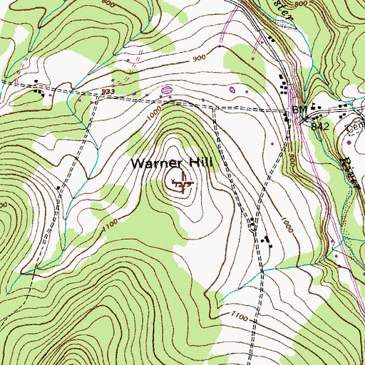 Topographic Map of Warner Hill, VT