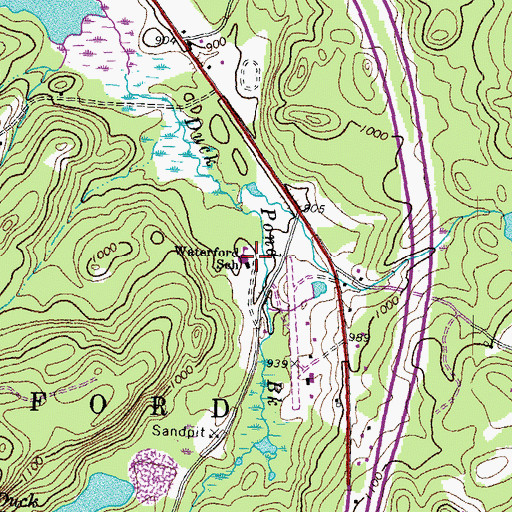 Topographic Map of Waterford Elementary School, VT