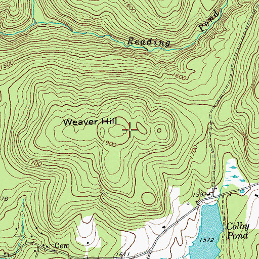 Topographic Map of Weaver Hill, VT