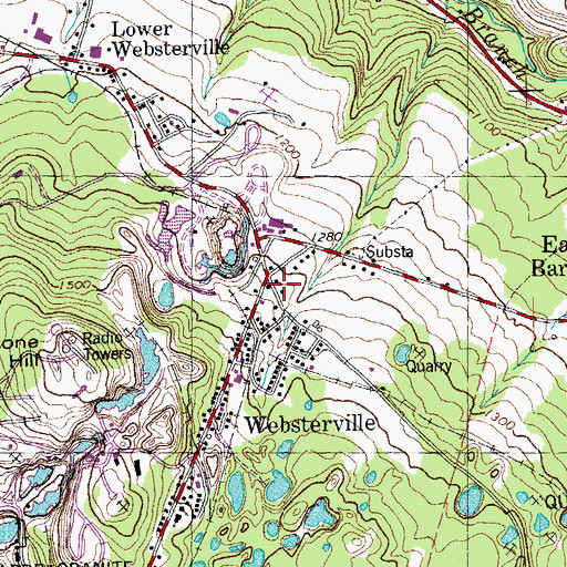 Topographic Map of Websterville, VT