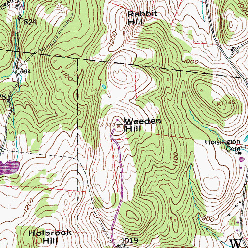 Topographic Map of Weeden Hill, VT