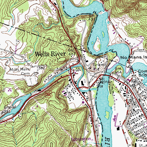 Topographic Map of Wells River, VT