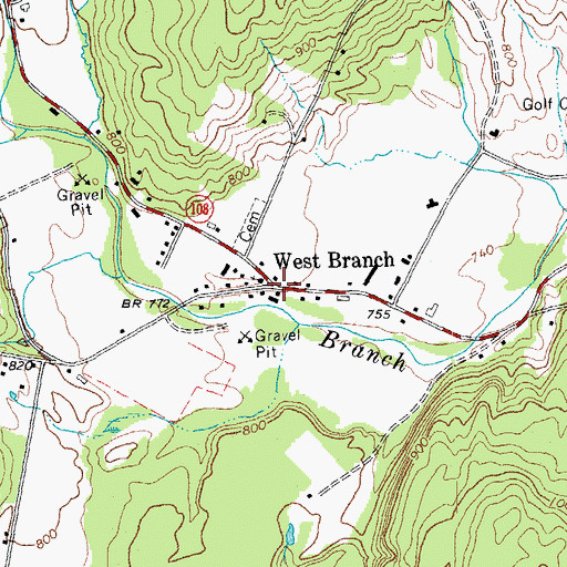 Topographic Map of West Branch, VT