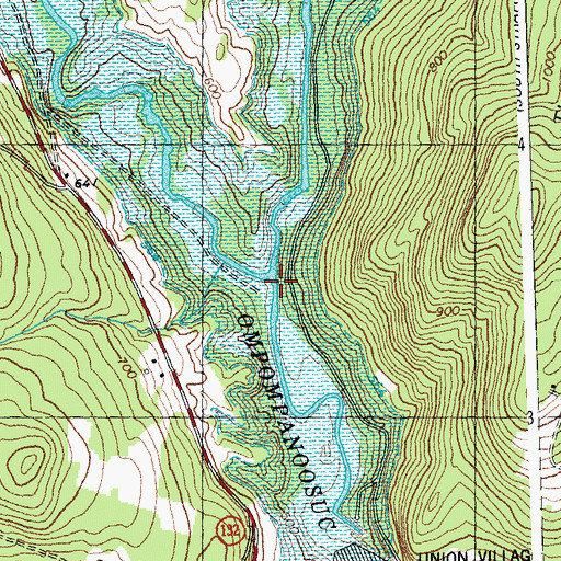 Topographic Map of West Branch Ompompanoosuc River, VT
