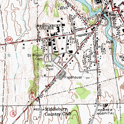 Topographic Map of West Cemetery, VT