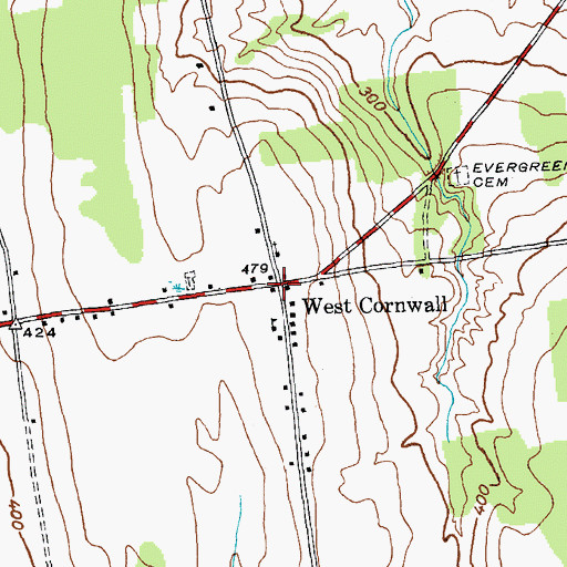 Topographic Map of West Cornwall, VT