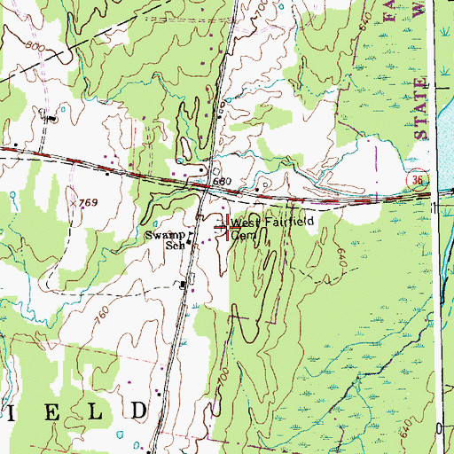 Topographic Map of West Fairfield Cemetery, VT