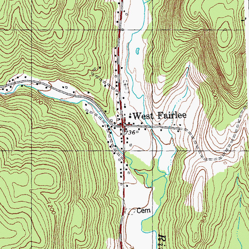 Topographic Map of West Fairlee, VT
