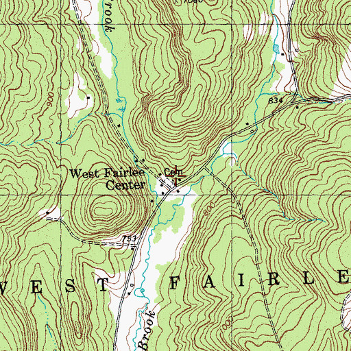 Topographic Map of West Fairlee Center, VT