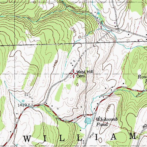 Topographic Map of West Hill Cemetery, VT