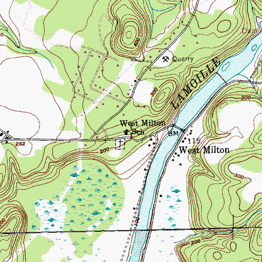 Topographic Map of West Milton School, VT