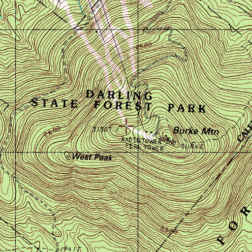 Topographic Map of West Peak Burke Mountain, VT