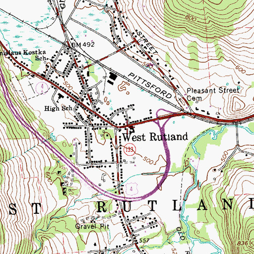 Topographic Map of West Rutland, VT