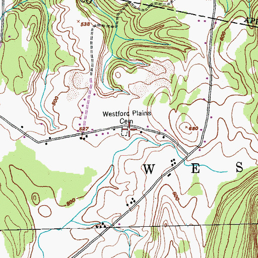 Topographic Map of Westford Plains Cemetery, VT