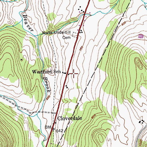 Topographic Map of Westford School, VT