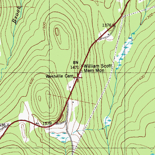 Topographic Map of Westville Cemetery, VT