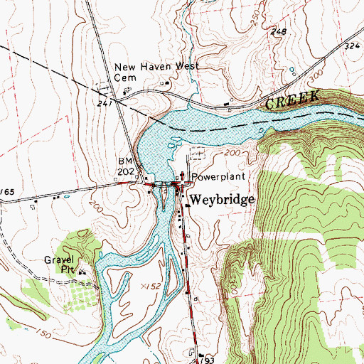 Topographic Map of Weybridge, VT