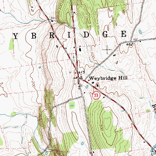 Topographic Map of Weybridge Hill, VT