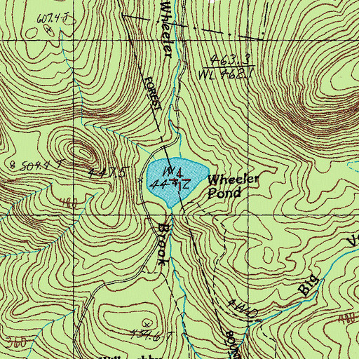 Topographic Map of Wheeler Pond, VT