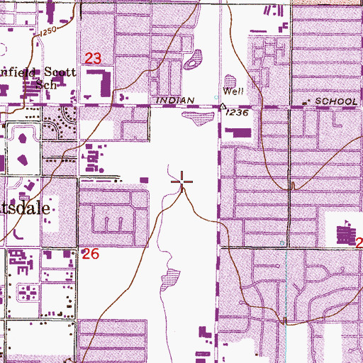 Topographic Map of Indian School Park, AZ