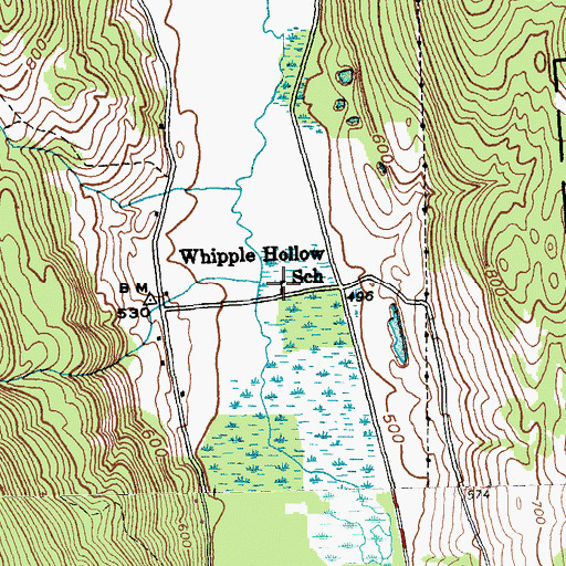 Topographic Map of Whipple Hollow School, VT