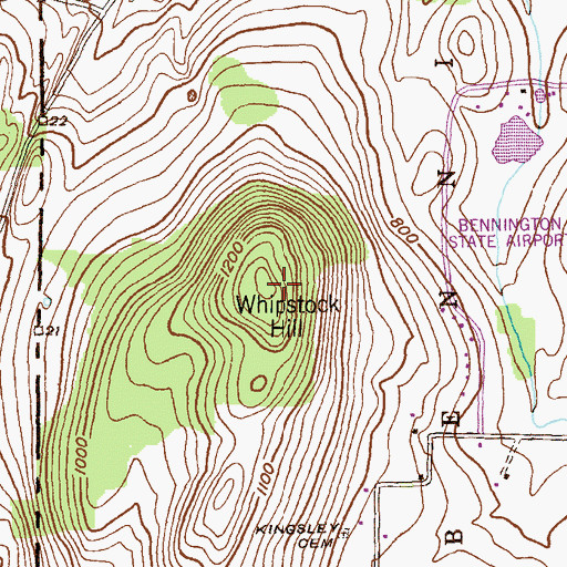 Topographic Map of Whipstock Hill, VT