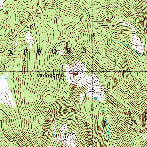 Topographic Map of Whitcomb Hill, VT