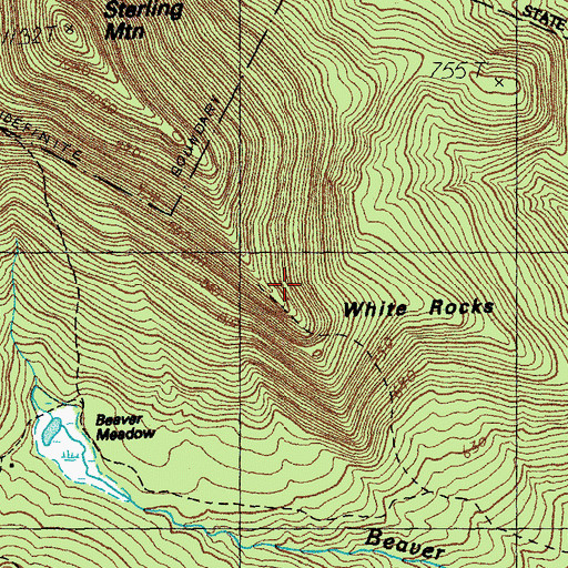 Topographic Map of White Rocks, VT