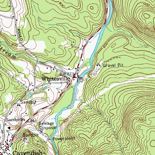 Topographic Map of Whitesville, VT