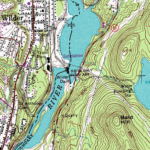 Topographic Map of Wilder Dam, VT