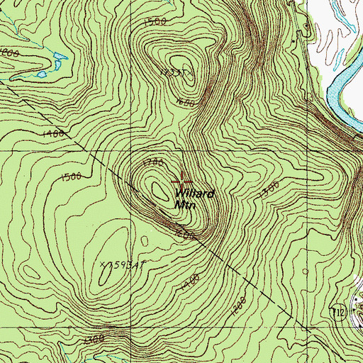 Topographic Map of Willard Mountain, VT