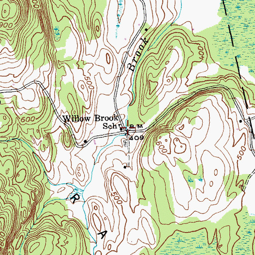 Topographic Map of Willow Brook School, VT