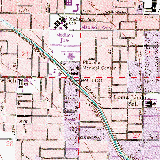 Topographic Map of Indian Village Shopping Center, AZ
