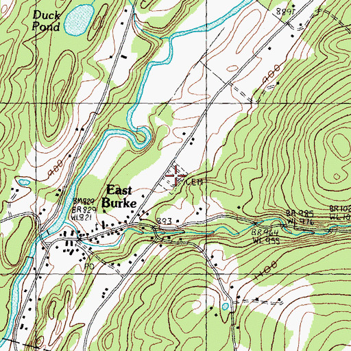 Topographic Map of Woodmont Cemetery, VT