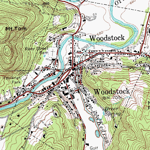 Topographic Map of Woodstock, VT