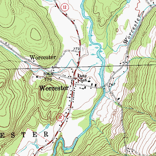 Topographic Map of Worcester, VT