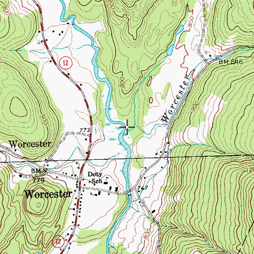 Topographic Map of Worcester Brook, VT